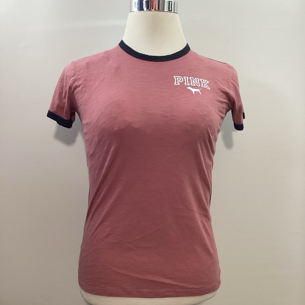 PINK Victoria's Secret Short Sleeve Tee - Dusty Rose and Black Size XS